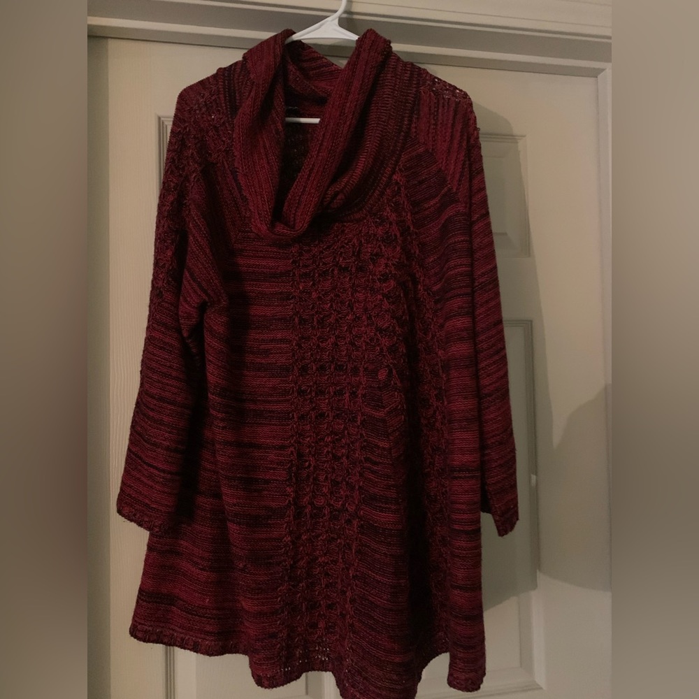 Avenue cowl neck sweater red black size 22 24w